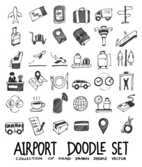 Airport hand drawn icon illustration line art doodle eps10