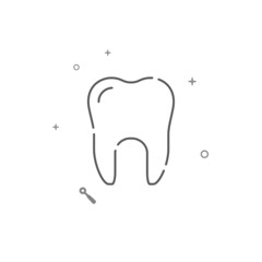 Tooth, molar simple vector line icon. Symbol, pictogram, sign isolated on white background. Editable stroke. Adjust line weight.