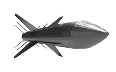 Isolated Multistage Anti-Aircraft Air Defense Missile on White Background, 3D Render Illustration.