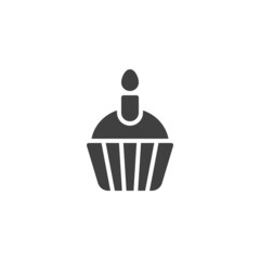 Cupcake with candle vector icon