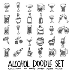 Alcohol hand drawn icon illustration line art doodle eps10