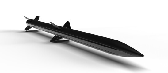 Isolated Multistage anti-aircraft air defense missile on white background, 3D Render illustration.