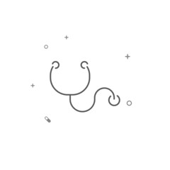 Stethoscope, examination simple vector line icon. Symbol, pictogram, sign isolated on white background. Editable stroke. Adjust line weight.