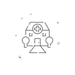 Hospital simple vector line icon. Symbol, pictogram, sign isolated on white background. Editable stroke. Adjust line weight.