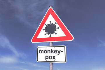 3d rendering of a traffic sign with the message monkeypox