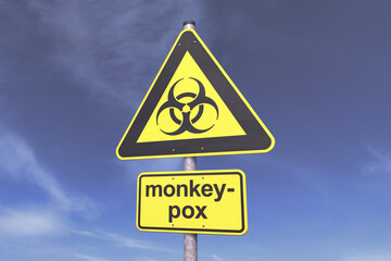 Obraz premium 3d rendering of a traffic sign with the message monkeypox