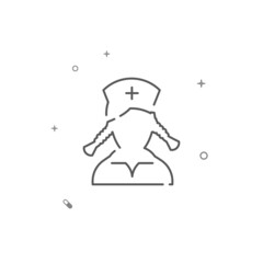Nurse simple vector line icon. Symbol, pictogram, sign isolated on white background. Editable stroke. Adjust line weight.