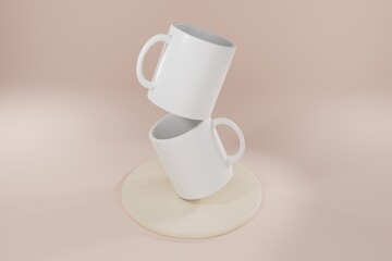 3d rendering of two mug mockup