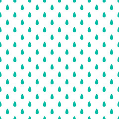 Blue raindrops seamless pattern with white background.