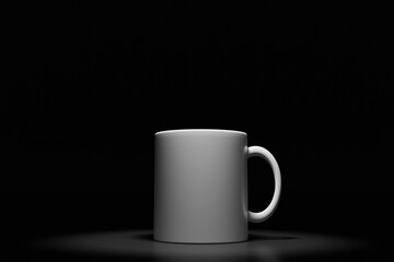 coffee mug with dark light on 3d rendering