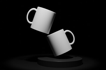 3d rendering coffee mug with dark light