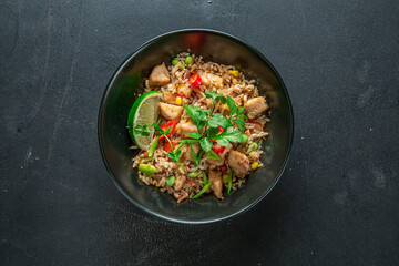 Rice with chicken, Restaurant Asian food