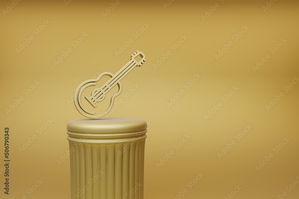 Aufkleber beautiful abstract illustrations golden jazz guitar music symbol icons on a golden column and wonder