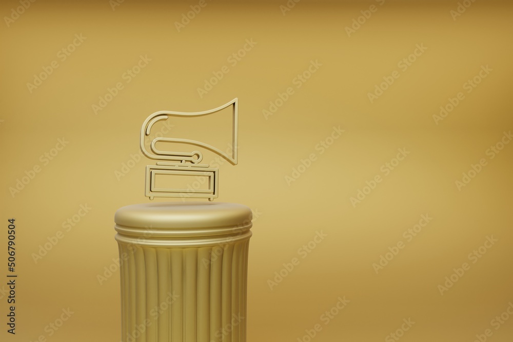 Leinwandbilder beautiful abstract illustrations golden old gramophone music symbol icons on a golden column and won