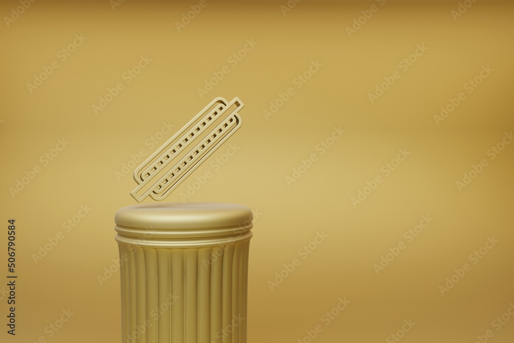 Poster beautiful abstract illustrations golden one harmonica music symbol icons on a golden column and wond