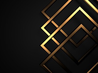 Modern abstract realistic paper with gold lines. Premium gradient geometric elements