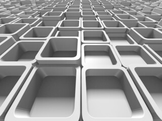 White cubes structure. Abstract futuristic background.