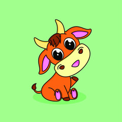 baby bull cute animal cartoon character