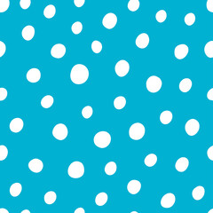 White color spots seamless pattern with blue background.