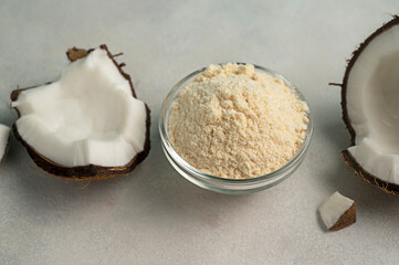 Coconut flour and coconut nut, gluten free flour,healthy alternative, healthy lifestyle concept
