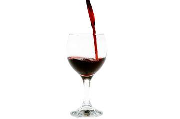 Pouring Red Wine on White Background
