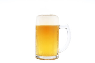 Beer in Ice Cold Mug Isolated on White