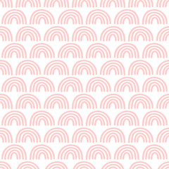Pink rainbows seamless pattern white background.