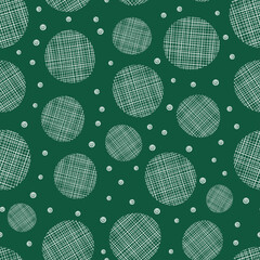 Green seamless pattern with white textile circles.