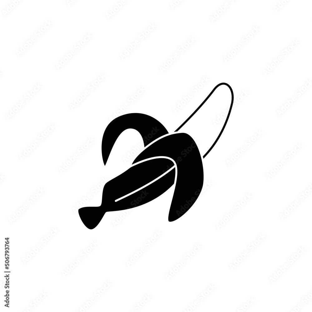 Poster Banana icon in black flat glyph, filled style isolated on white background