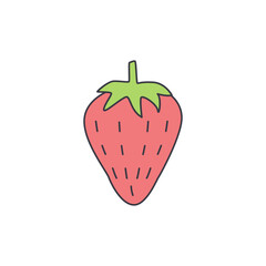 Strawberry icon in color, isolated on white background 