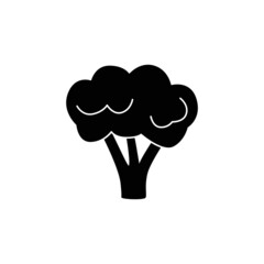 Cauliflower vegetable in black flat glyph, filled style isolated on white background