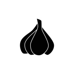garlic icon in black flat glyph, filled style isolated on white background