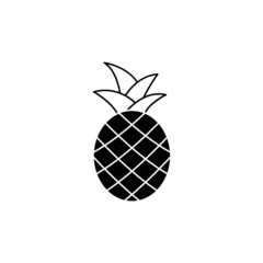 pineapple icon in black flat glyph, filled style isolated on white background