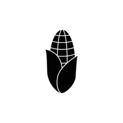 Corn icon in black flat glyph, filled style isolated on white background