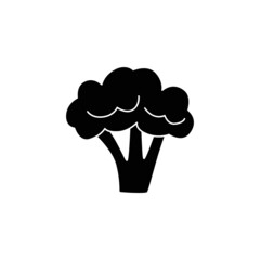 Cauliflower vegetable in black flat glyph, filled style isolated on white background