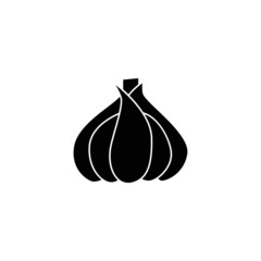 garlic icon in black flat glyph, filled style isolated on white background
