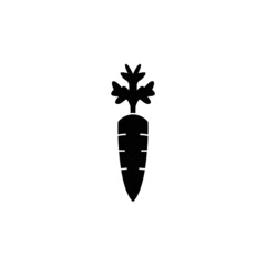 Carrot icon in black flat glyph, filled style isolated on white background