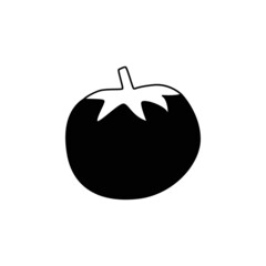 tomato icon in black flat glyph, filled style isolated on white background