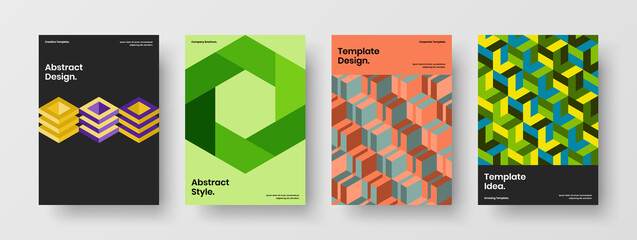 Fototapeta premium Modern company identity design vector layout bundle. Premium mosaic shapes journal cover concept composition.