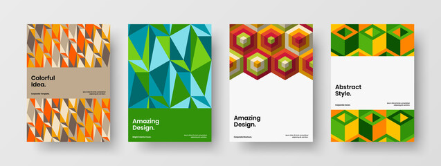 Modern flyer A4 design vector concept collection. Creative geometric pattern presentation illustration set.