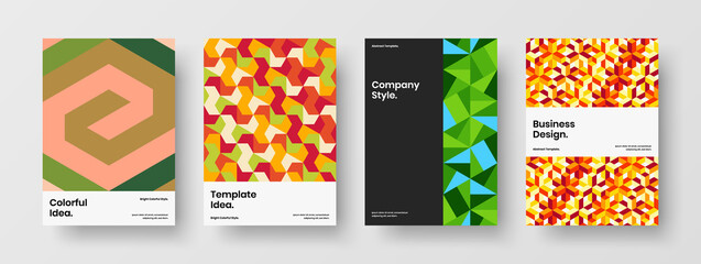 Fototapeta premium Premium corporate cover A4 vector design illustration collection. Trendy mosaic tiles company identity template bundle.