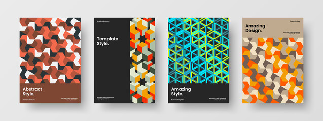 Fototapeta premium Original corporate identity vector design template set. Multicolored mosaic shapes cover concept composition.