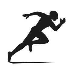 Sprinting Runner Silhouette on White Background. Vector