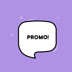 Speech bubble with Promo text. Boom retro comic style. Pop art style. Vector line icon for Business and Advertising