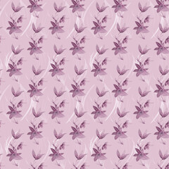 Seamless pattern of watercolor flowers on a light background