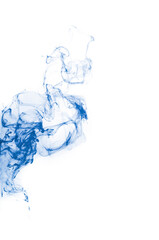Fototapeta na wymiar Blue Ink Flowing in the Water on White
