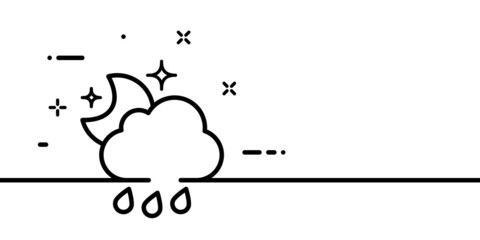 Cloud and moon line icon. Night, rain, stars, cold, clear, overcast, sky, forecast. Weather concept. One line style. Vector line icon for Business and Advertising