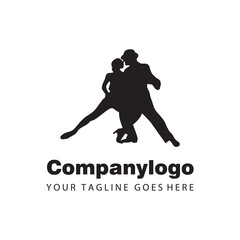 Fototapeta na wymiar dancing man and woman silhouette for logo design