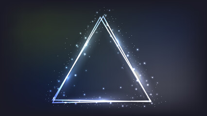 Neon double triangular frame with shining effects