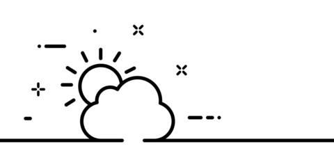 Partly cloudy line icon. Sun, sky, cloud, day, overcast, cool, weather conditions. Nature concept. One line style. Vector line icon for Business and Advertising